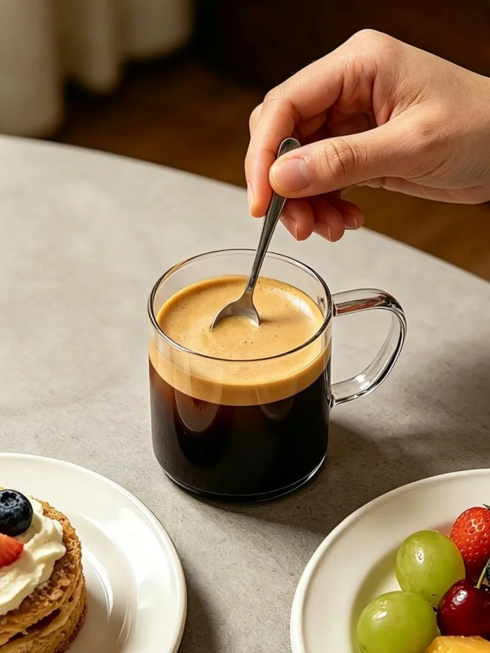 Hand Blown Clear Coffee Mugs Set of 4, 14 oz Heat Resistant Tea Cups